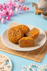 A mooncake  is a Chinese bakery product traditionally eaten during the Mid-Autumn Festival. The Mid-Autumn Festival is widely regarded as one of the four most important Chinese festivals.