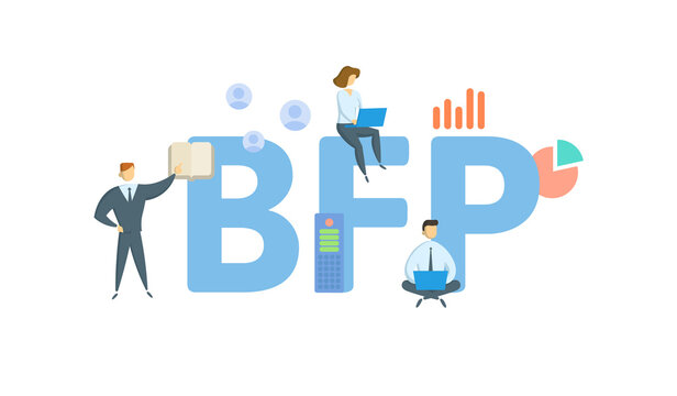 BFP, Bona Fide Purchaser. Concept with keyword, people and icons. Flat vector illustration. Isolated on white.