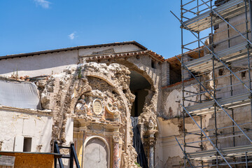 The center of Norcia at July 2020 after the earthquake of central Italy 2016