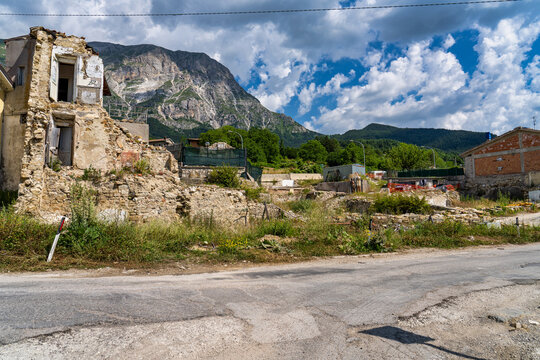 The center of Pretare at July 2020 after the earthquake of central Italy 2016
