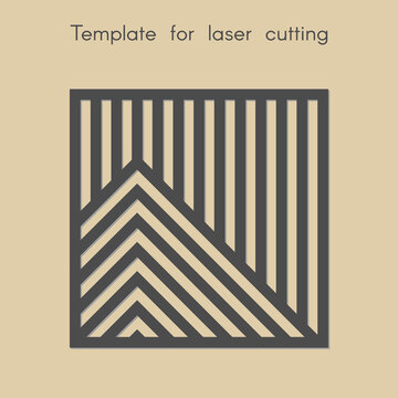 Template for laser cutting. Stencil for panels of wood, metal. Geometric pattern. Square background for cut. Vector illustration. Decorative stand.