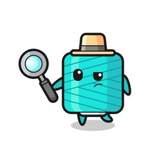 yarn spool detective character is analyzing a case