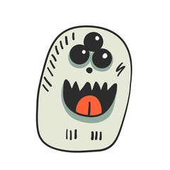 Cool cute monster on a white background. Doodle icon. Vector illustration