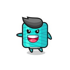 yarn spool cartoon with very excited pose