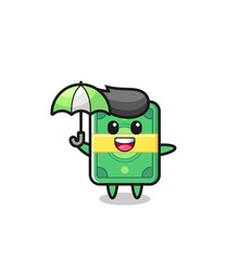 cute money illustration holding an umbrella
