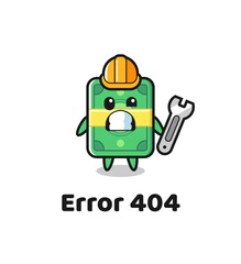 error 404 with the cute money mascot