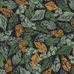 Watercolor Colorful Forest Leaves Pattern