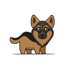 German Shepherd. Cute Dog Icon. Cartoon on White Background Vector
