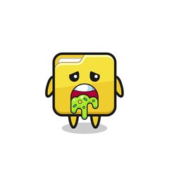 the cute folder character with puke