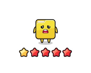 the illustration of customer bad rating, folder cute character with 1 star