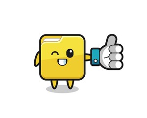 cute folder with social media thumbs up symbol