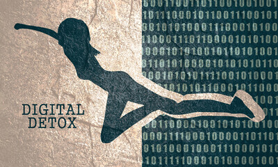 Digital detox concept illustration. Addiction of devices