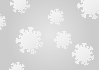White and gray influenza virus pathogen covid-19 vector.Paper cut style virus background image.