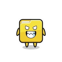 evil expression of the folder cute mascot character