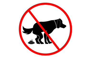  no dog pooping sign. Information  sign for dog