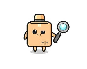 the mascot of cute cardboard box as a detective