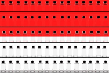 Flag of Indonesia and multiple vaccine vials. Vaccination concept. 3D rendering