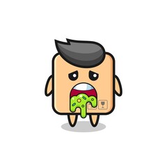 Obraz premium the cute cardboard box character with puke