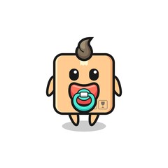 baby cardboard box cartoon character with pacifier