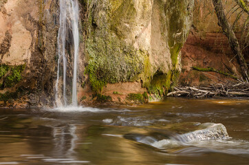 Loja waterfall in spring day, Latvia.
