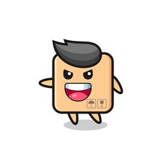 cardboard box cartoon with very excited pose