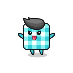 naughty checkered tablecloth character in mocking pose