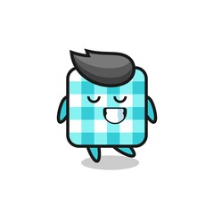 checkered tablecloth cartoon illustration with a shy expression