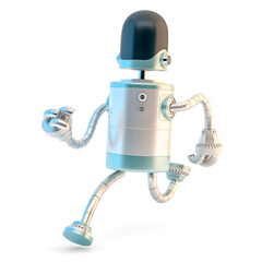 Running Robot. 3D illustration. Isolated on white background