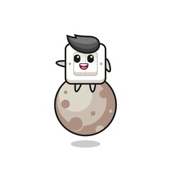 illustration of light switch cartoon sitting on the moon