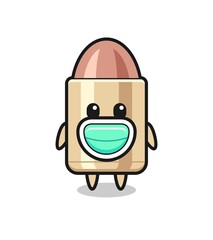 cute bullet cartoon wearing a mask