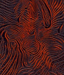 red and black lave flowing channels and patterns
