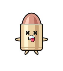 character of the cute bullet with dead pose