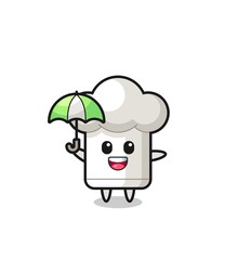 cute chef hat illustration holding an umbrella