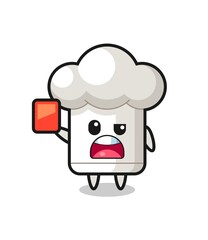 chef hat cute mascot as referee giving a red card