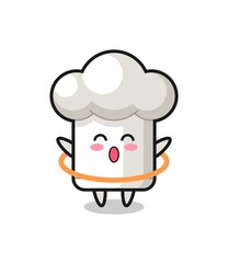 cute chef hat cartoon is playing hula hoop