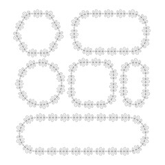 floral decoration border frame element  and leaves illustration