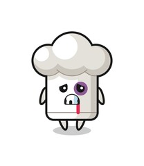 injured chef hat character with a bruised face