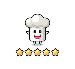 the illustration of customer best rating, chef hat cute character with 5 stars