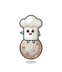 illustration of chef hat cartoon sitting on the moon