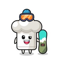 Illustration of chef hat character with snowboarding style