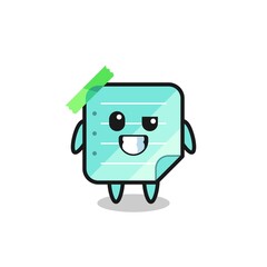 cute blue sticky notes mascot with an optimistic face