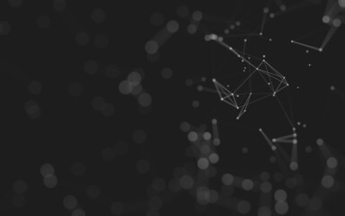 Abstract background. Molecules technology with polygonal shapes, connecting dots and lines. Connection structure. Big data visualization.