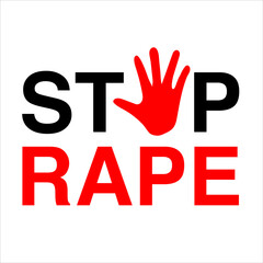 Stop Rape Illustration showing blood red palm. Prevent violence. Warning concept. Refuse, No means No