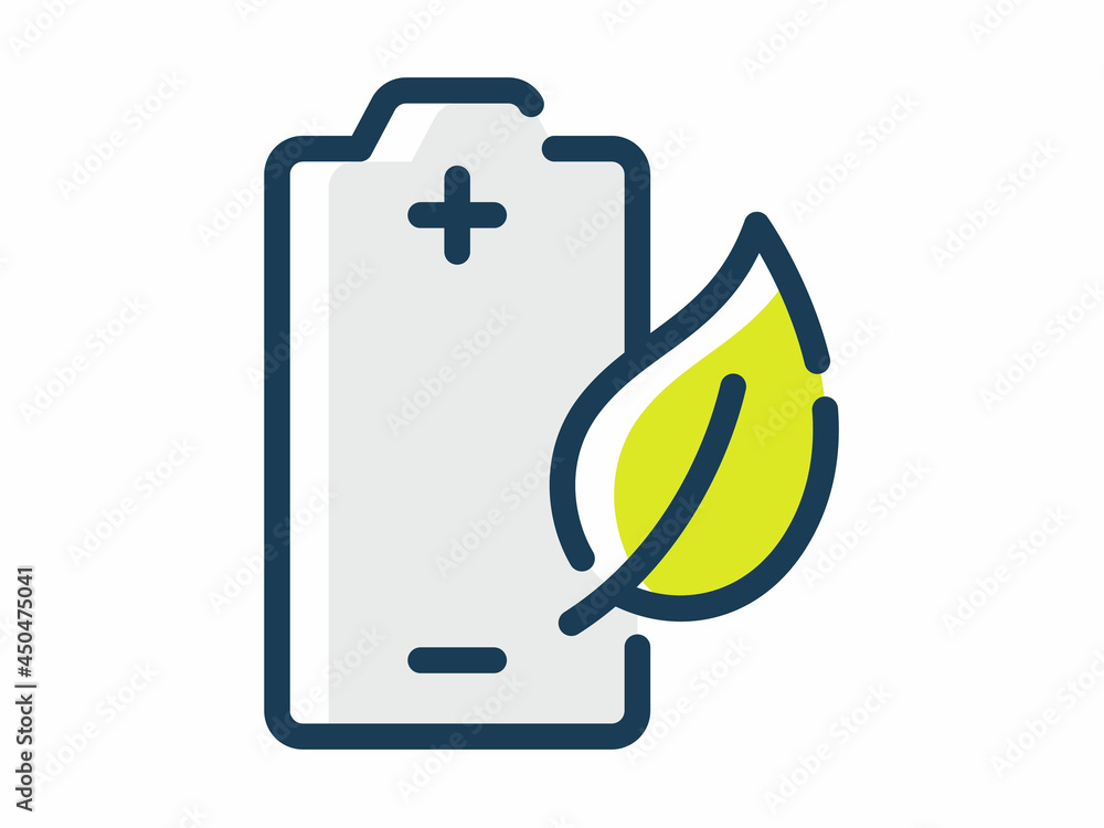 Poster eco battery friendly energy saving single isolated icon with dash or dashed line style