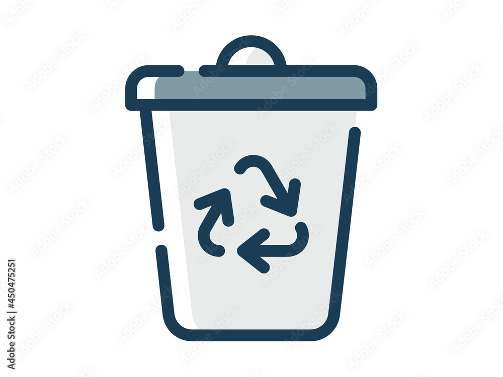 Poster recycle bin trash waste recycling garbage single isolated icon with dash or dashed line style