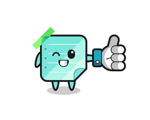 Fototapeta premium cute blue sticky notes with social media thumbs up symbol