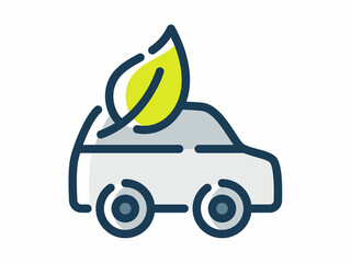 eco electric car vehicle zero emission single isolated icon with dash or dashed line style