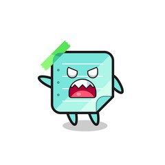 cute blue sticky notes cartoon in a very angry pose