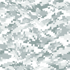 Pixel camouflage texture seamless pattern. Abstract modern digital curve geometric dotted camo ornament for fabric and fashion textile print. Vector background.