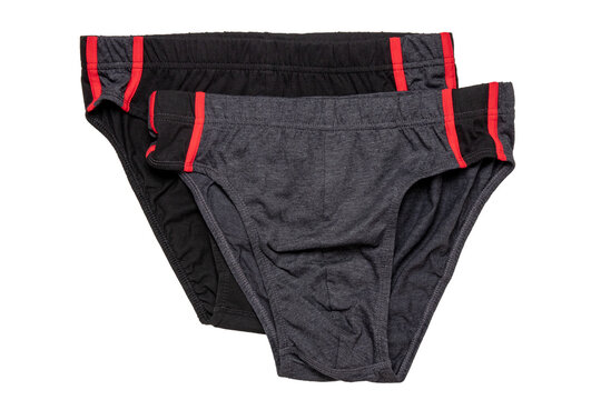 Underware isolated. Close-up of two black and gray male underware or underpant isolated on a white background. Clothing for men.